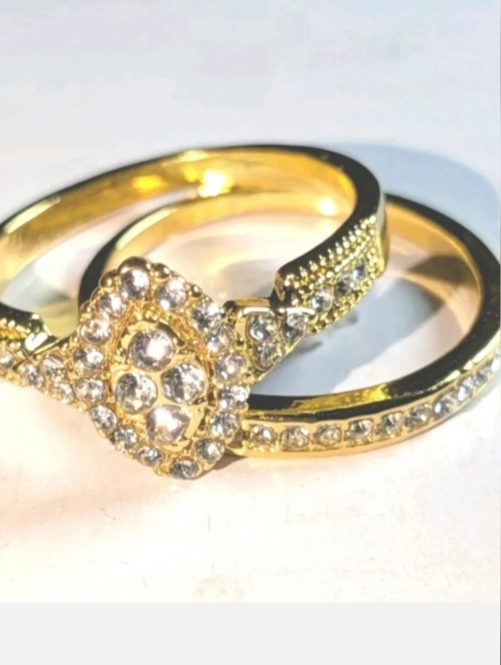 2ct Two Piece Lab Created Engagement Bridal Ring Set 14k Yellow Gold Plated Sz10